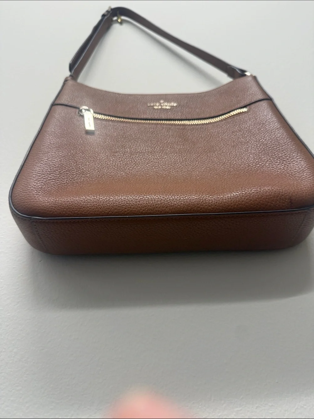 kate spade Tan Pebbled Leather Shoulder Bag with Adjustable Strap